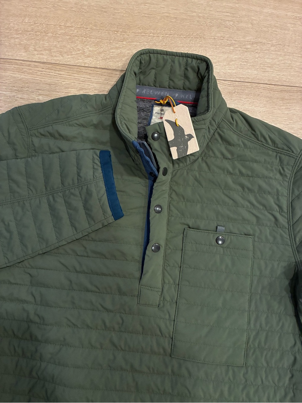 NWT Relwen Men’s Windzip Popover Bright Olive Size S